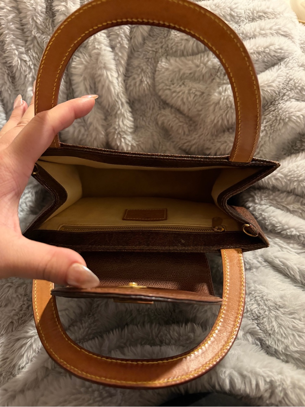 Etro Brown Paisley Top-Handle Satchel with Gold Accent - Picture 4 of 5
